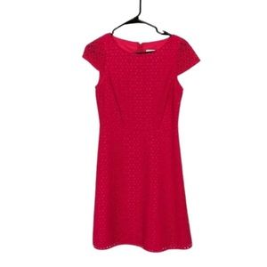 J Crew pink laser cut overlay cap sleeve summer dress size 4